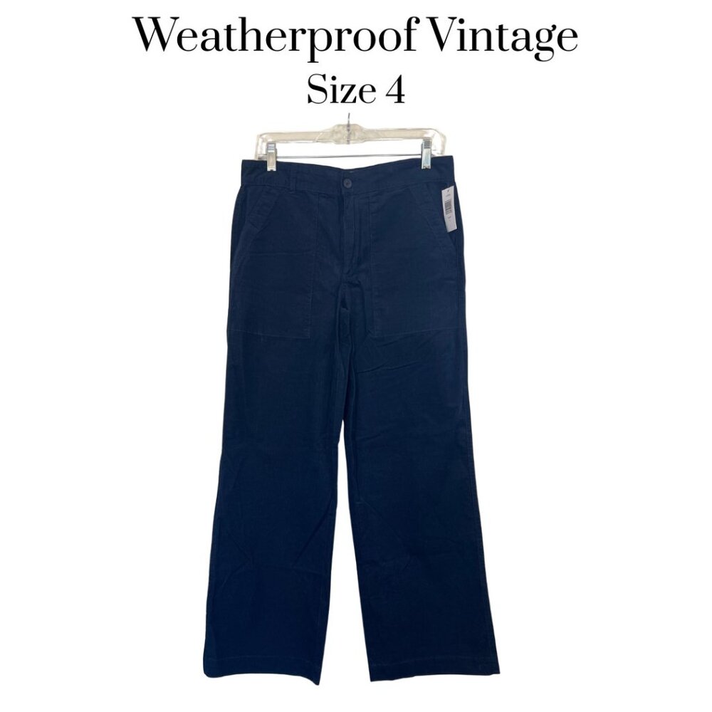 Weatherproof Vintage Women’s Navy Wide Leg Corduroy Pants Size 4 Cotton Trousers